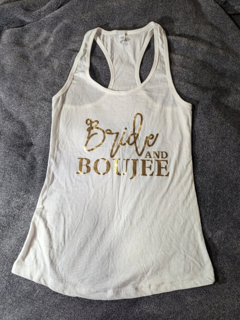 Bride and Boujee white racerback tank top women's small